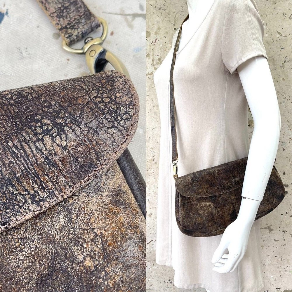 Lily & Lola Crackle Leather Crossbody Bag Purse